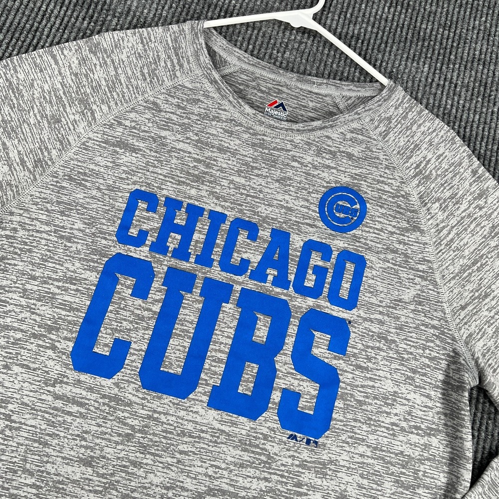 Chicago Cubs Shirt Mens Large Gray Long Sleeve MLB Baseball Wrigley Field